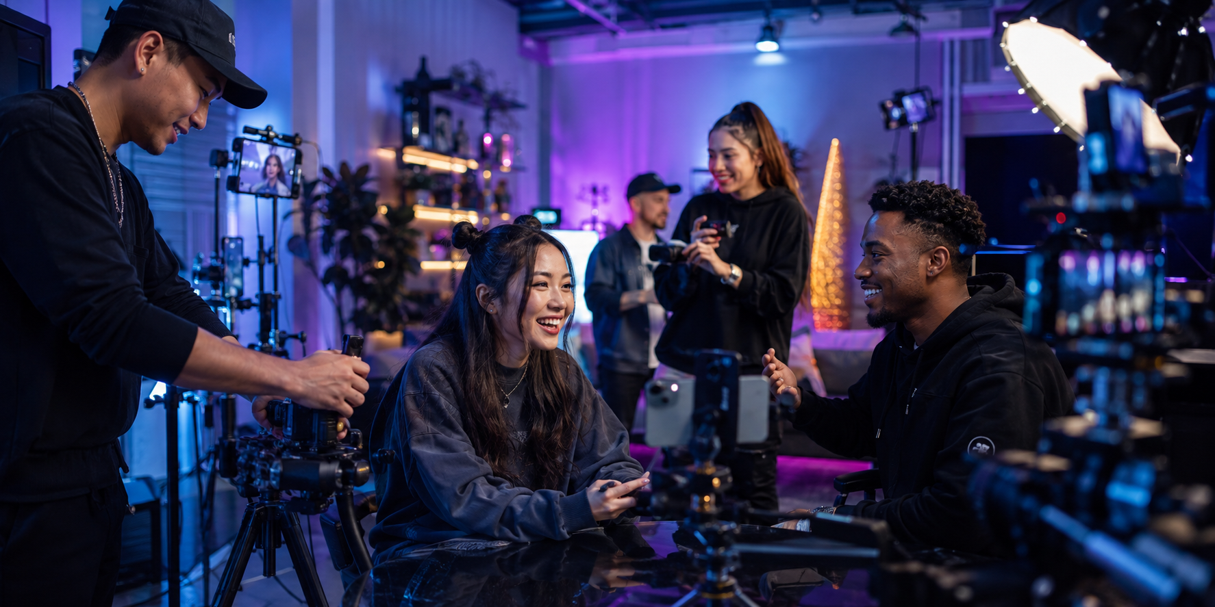 LIVE creators collaborating in a premium content studio